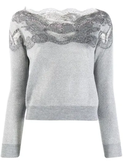 Ermanno Scervino Lace Embellished Sweatshirt In Grey