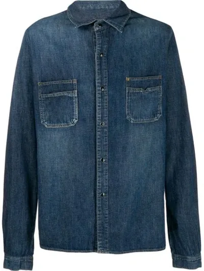 Saint Laurent Snap-up Denim Straight Shirt In Blue