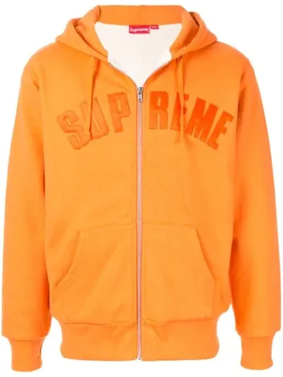 Supreme Arc Logo Thermal Zip-up Hoodie In Orange