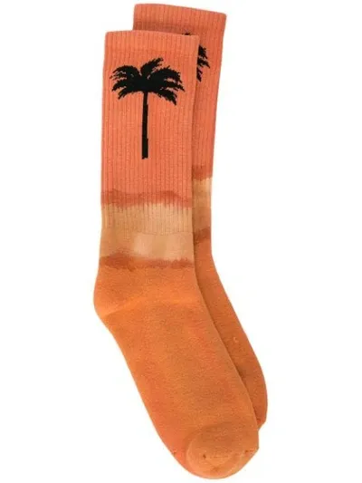 Palm Angels Palm Tree Socks In Orange