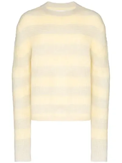 Jil Sander Fluffy Striped Sweater In Yellow