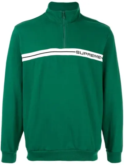 Supreme Half Zip Fleece Sweatshirt In Green