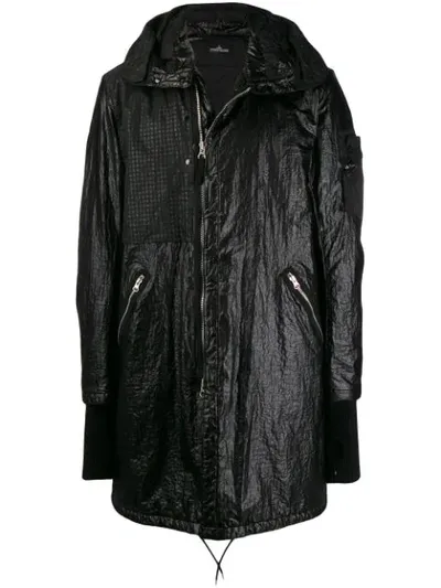 Stone Island Shadow Project Padded Logo Patch Coat In Black