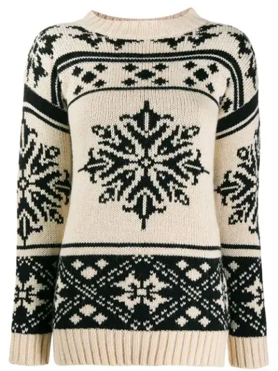 Semicouture Snow Flakes Intarsia Jumper In Neutrals