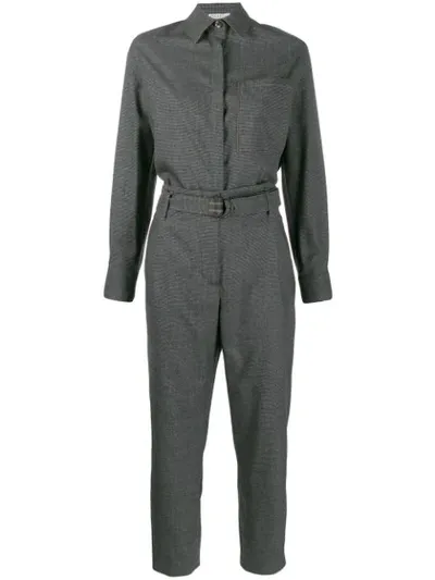 Brunello Cucinelli Long-sleeve Tailored Jumpsuit In Grey