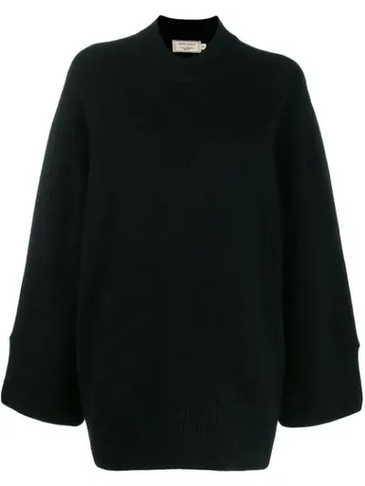 Maison Kitsuné Oversized Zipped-sides Jumper In Black