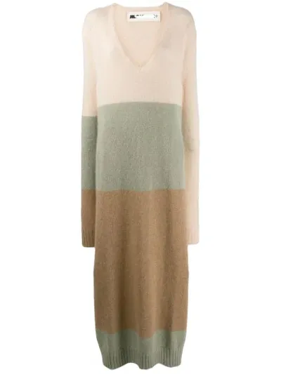 Jil Sander Colour Block Dress In Neutrals