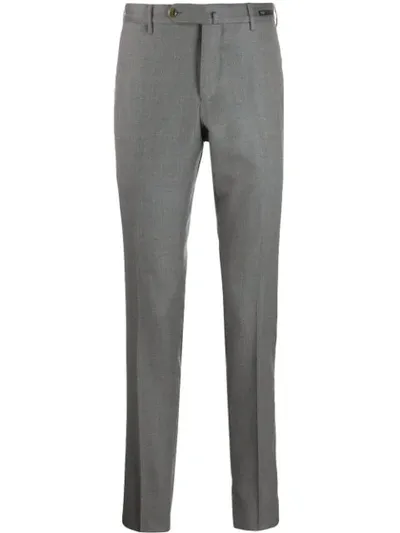 Pt01 High-waisted Herringbone Trousers In Grey