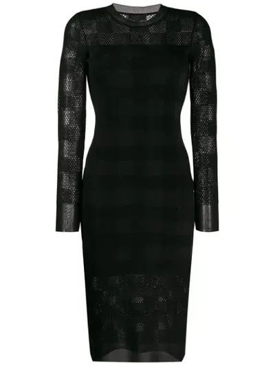 Rag & Bone Charlotte Mesh-knit Gingham Sheath Dress In Black