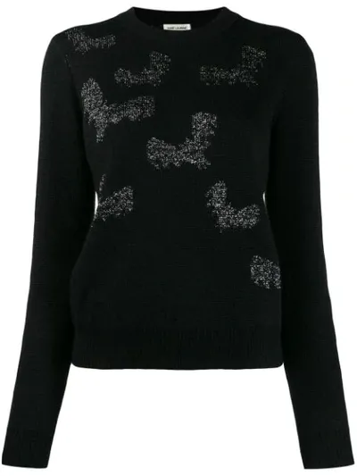 Saint Laurent Bat Pattern Jumper In Black