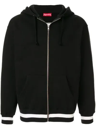 Supreme Striped Rib Hoodie In Black