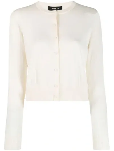 Paule Ka Round Neck Cardigan In White