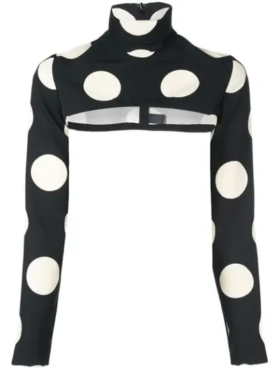 Christian Siriano Polka Dot Print Blouse In Black