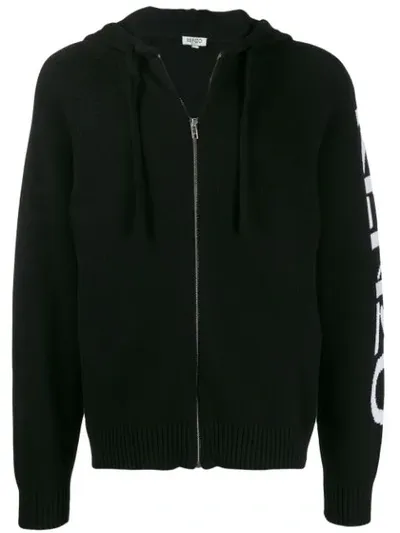 Kenzo Intarsia Knit Logo Hoodie In Black