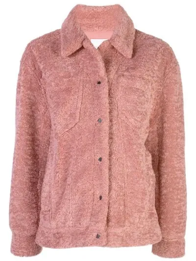 Cinq À Sept Julia Snap-front Plush Jacket In Rosewood