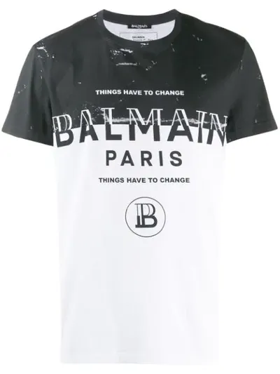 Balmain Logo Print T-shirt In White