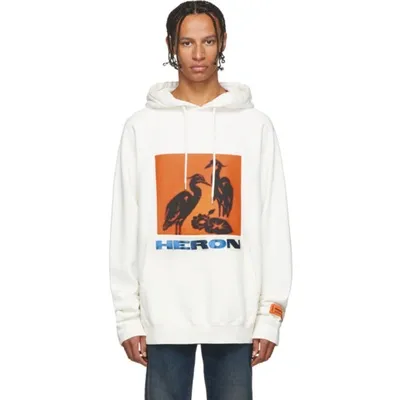 Heron Preston Off-white Heron Birds Hoodie In Neutrals