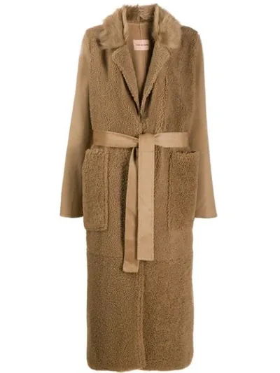 Yves Salomon Long Textured Coat In Neutrals