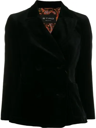 Etro Double Breasted Jacket In Black