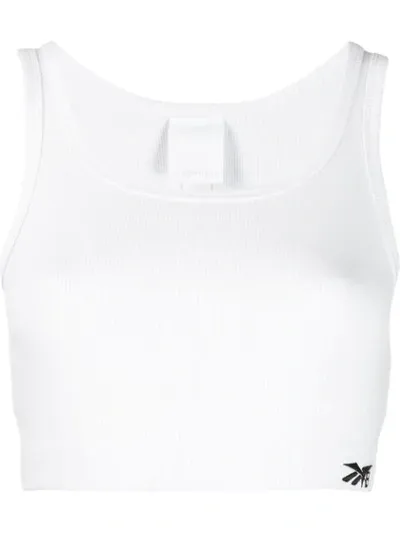 Victoria Beckham Logo Cotton Jersey Sport Bra In White