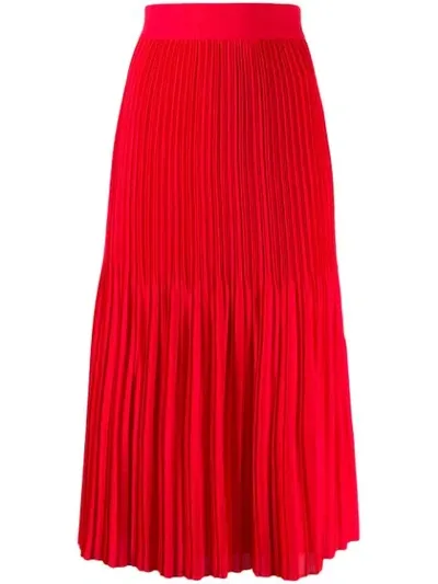 Alice And Olivia Ken Pleated Midi Skirt In Red