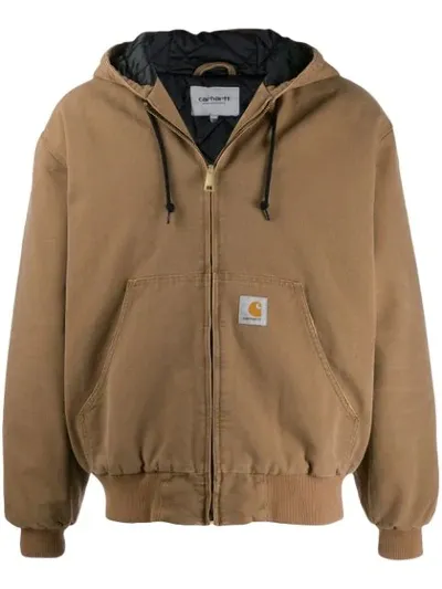 Carhartt Zipped Hooded Jacket In Brown