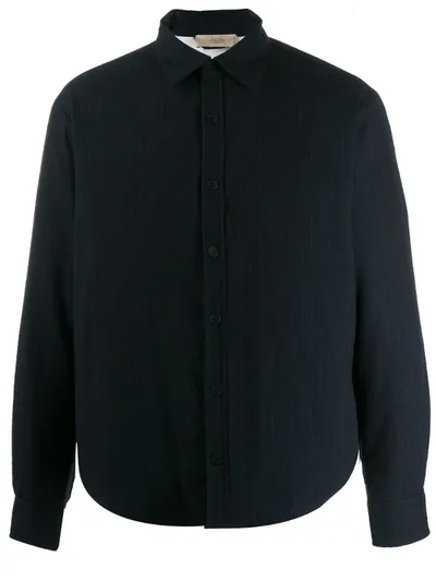 Maison Flaneur Pinstripe Shirt Jacket In Blue