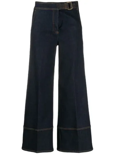 Tory Burch Wide Leg Denim Cotton Jeans In Blue