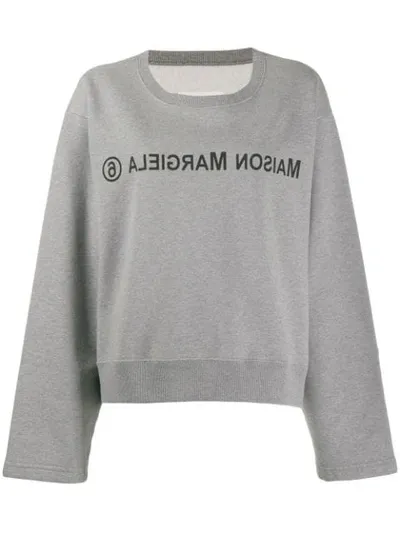 Mm6 Maison Margiela Reversed Logo Oversized Sweatshirt In Grey