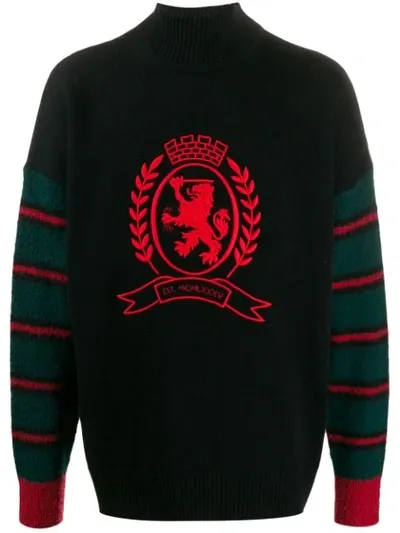 Tommy Hilfiger Crest Embroidery Jumper In Black