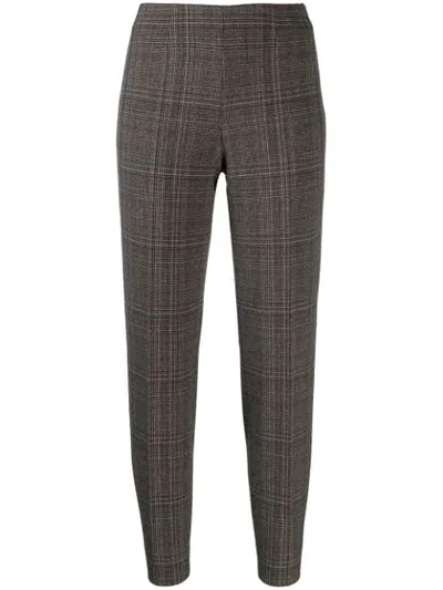 Piazza Sempione Plaid Slim-fit Trousers In Brown