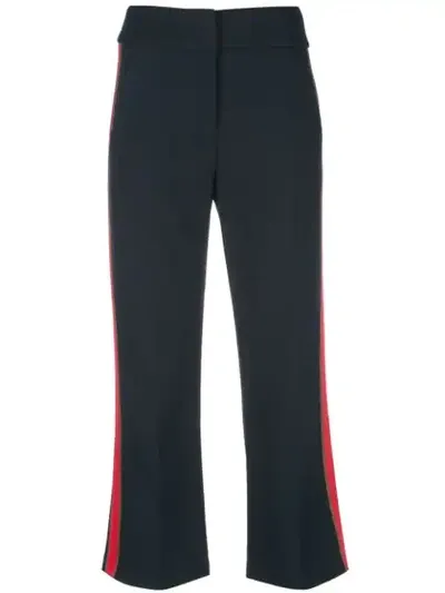 Veronica Beard Side Stripe Crop Trousers In Blue