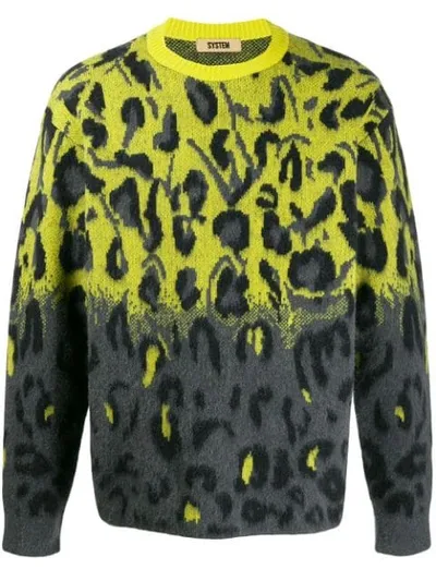 System Leopard Pattern Ombre Sweater In Yellow