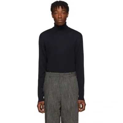 Jil Sander Regular Fit Turtleneck Sweater In Navy