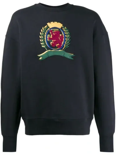 Tommy Hilfiger Embroidered Crest Sweater In Blue