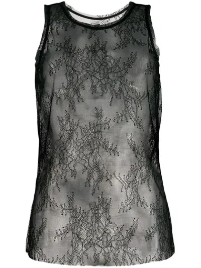 Pinko Sleeveless Lace Top In Black