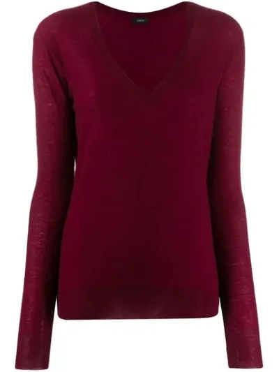 Joseph Deep V-neck Pullover In Red