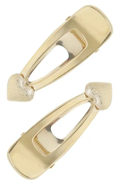 Ettika Set Of 2 Heart Hair Clips In Gold