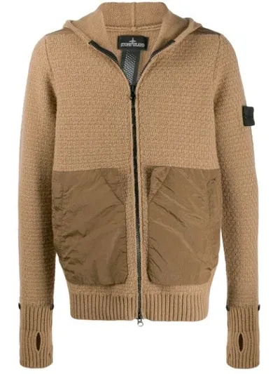 Stone Island Shadow Project Knitted Hooded Jacket In Neutrals