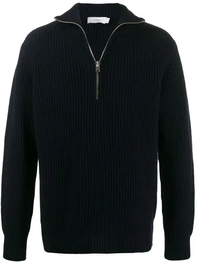 Closed Ribbed Zip-up Sweatshirt In Black