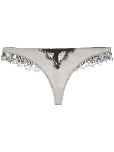 Kiki De Montparnasse Lace-detail Thong In Silver