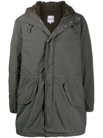 Aspesi Zip-up Parka Jacket In Green