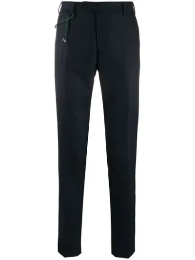 Berwich Micro Check Slim-fit Trousers In Blue