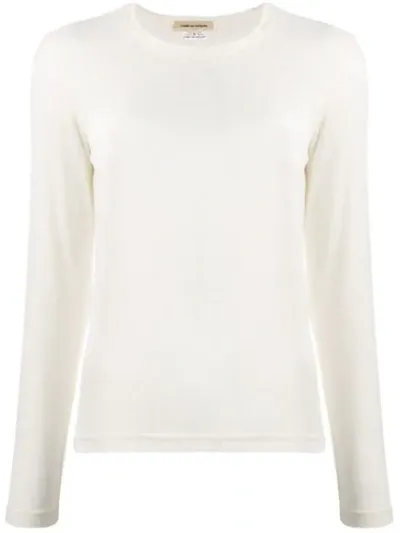 Comme Des Garçons Knitted Long Sleeved Top In White