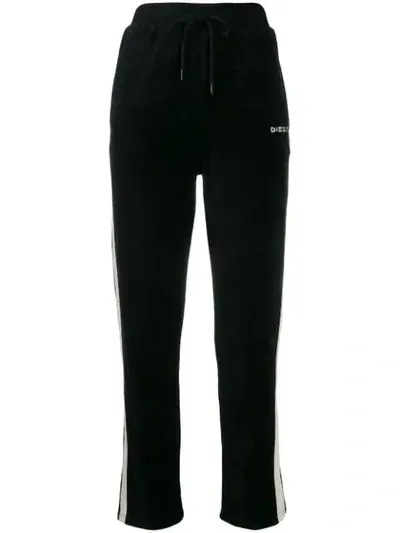 Diesel Embroidered Logo Track Pants In Black