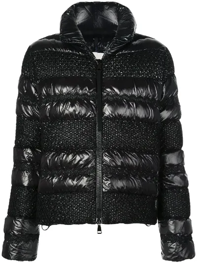 Moncler Dordogne Tweed & Puffer Coat In Black