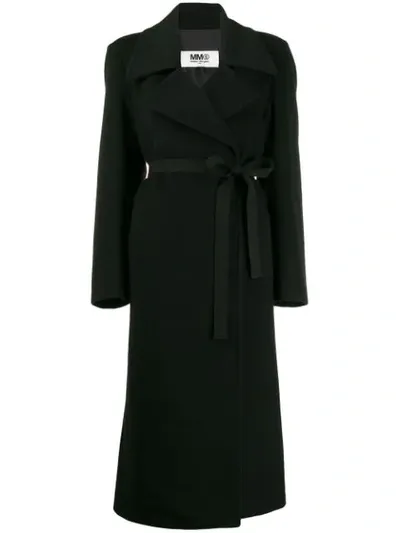 Mm6 Maison Margiela Black Wool Trench Coat