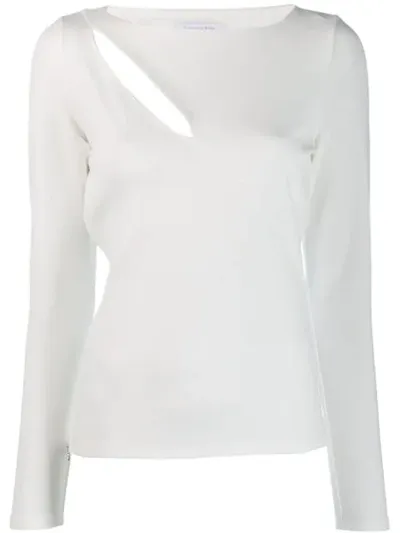 Patrizia Pepe Stretch Fit Slit Top In White