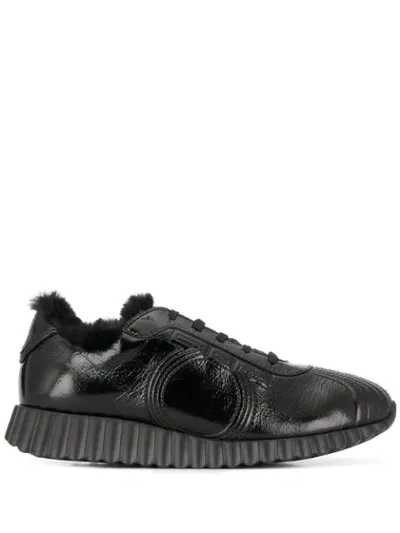 Ferragamo Gancini Lace-up Sneakers In Black