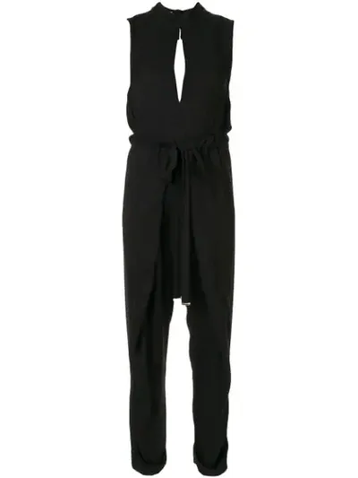 Symetria Enfold Belted Jumpsuit In Black